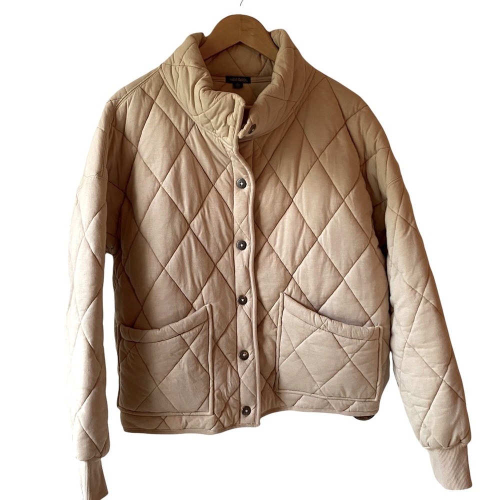 Wild Fable Button Front Quilted Jacket in Beige Size XL